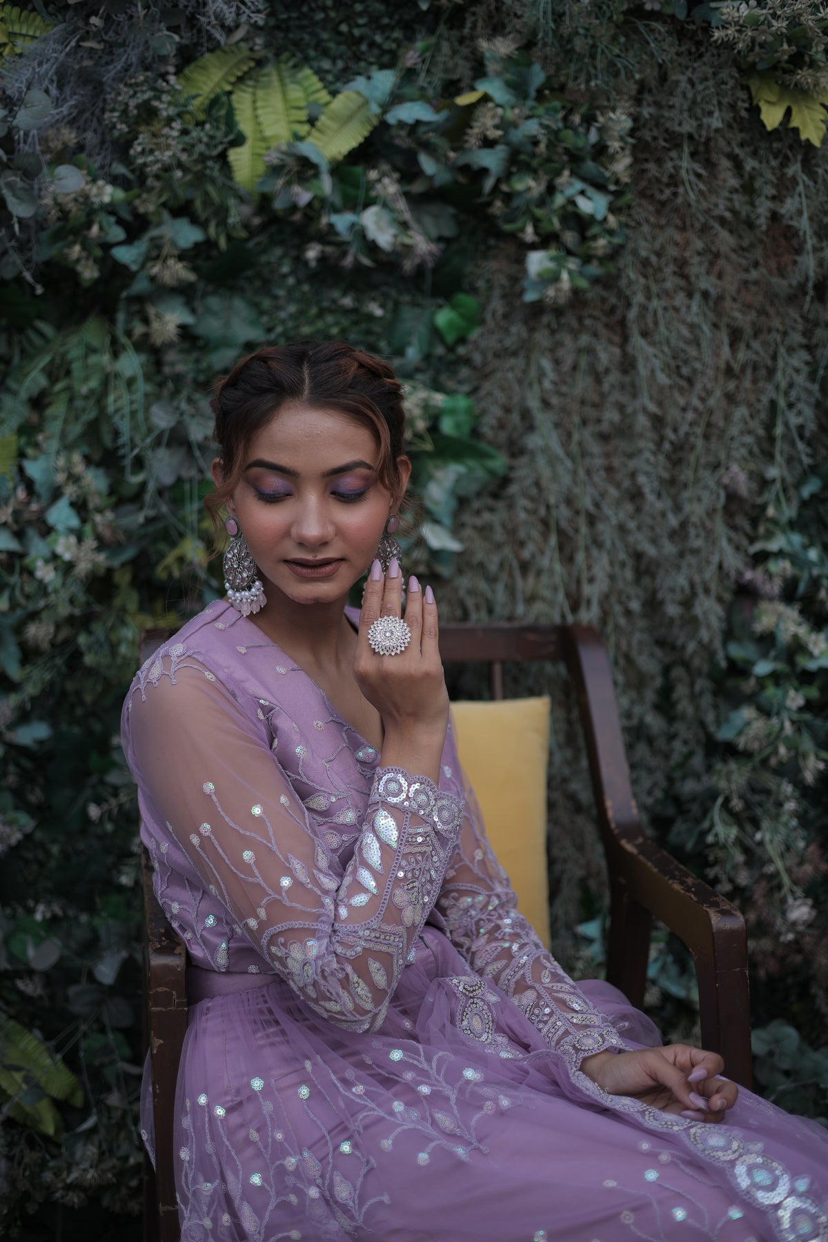 The Ethereal Lavender Handcrafted Indo-Western Ensemble