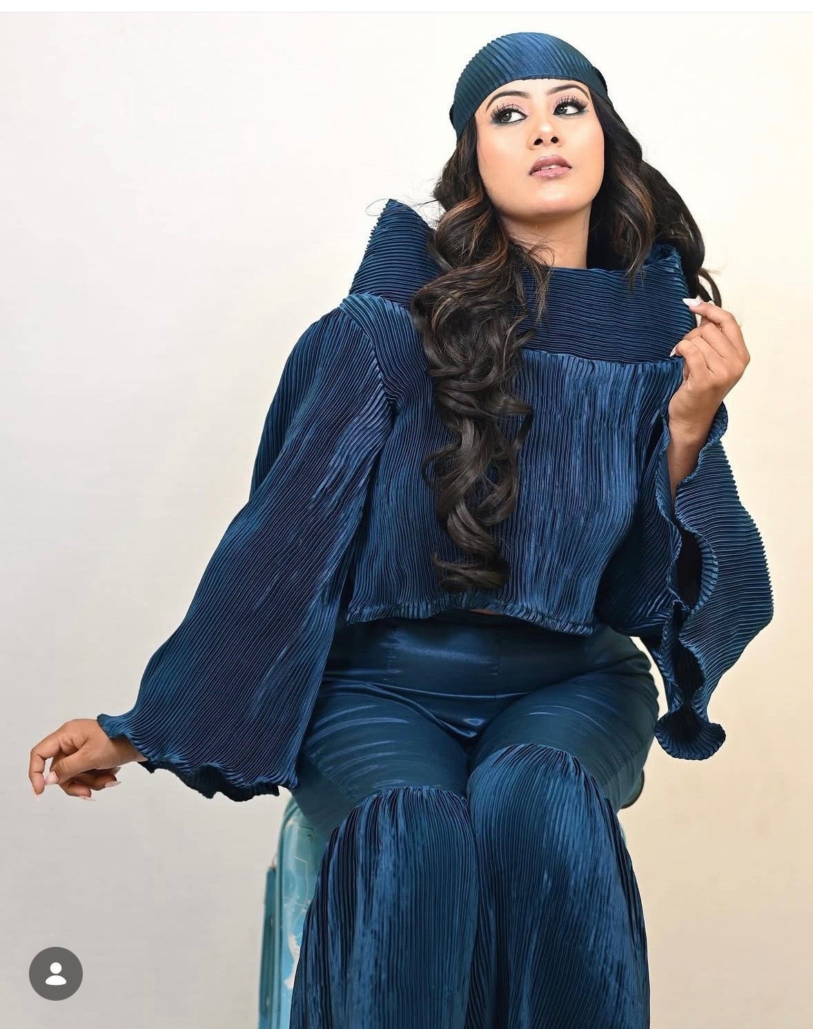 Midnight Ocean Pleated Co-Ord Set
