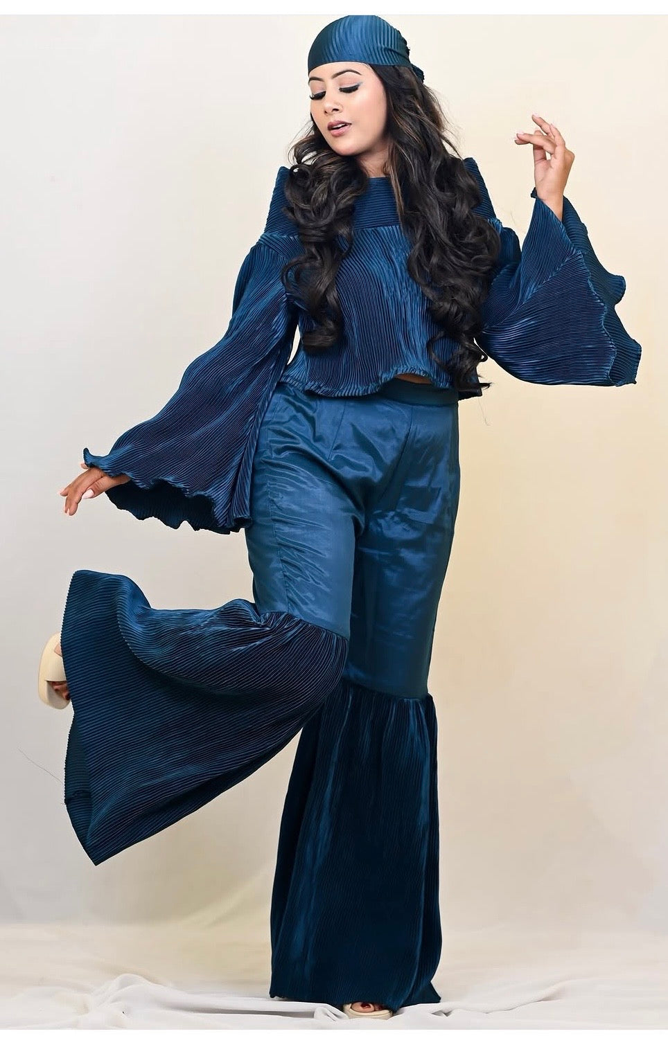 Midnight Ocean Pleated Co-Ord Set